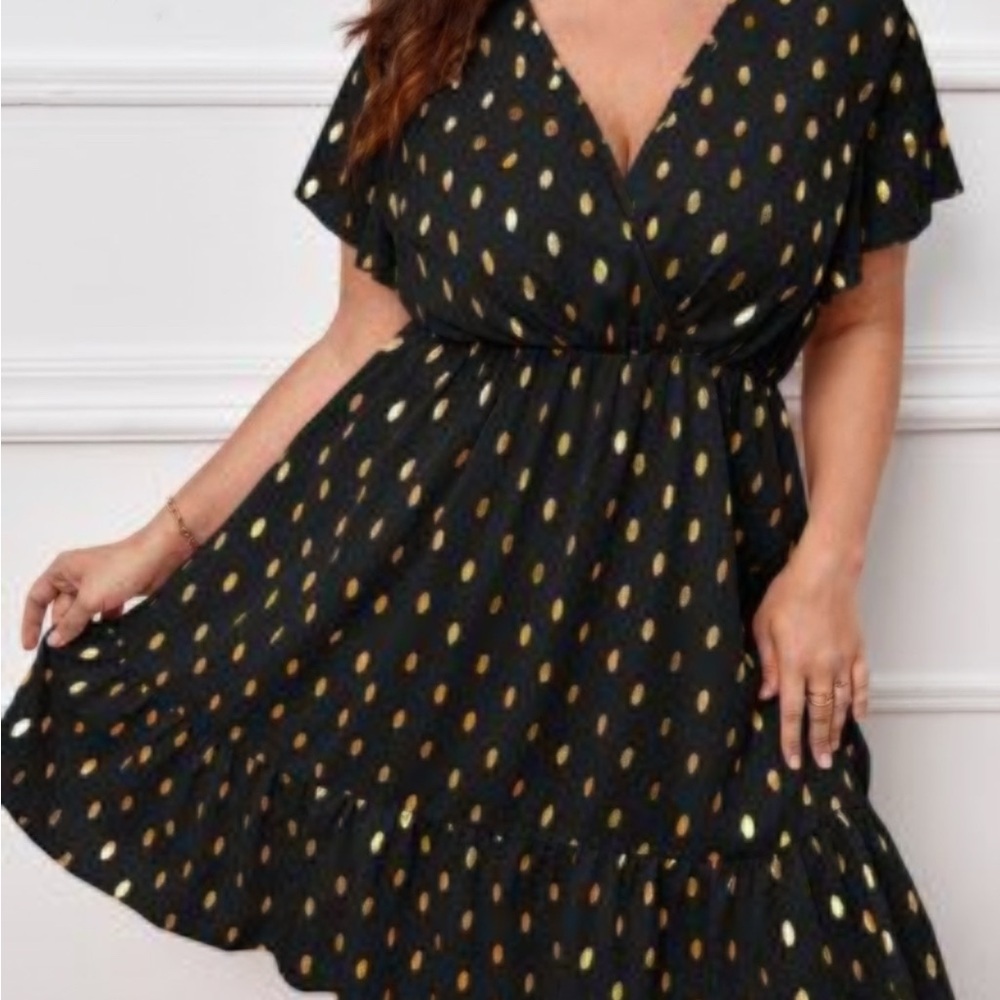 Shein Black and Gold Women's Dress 2XL